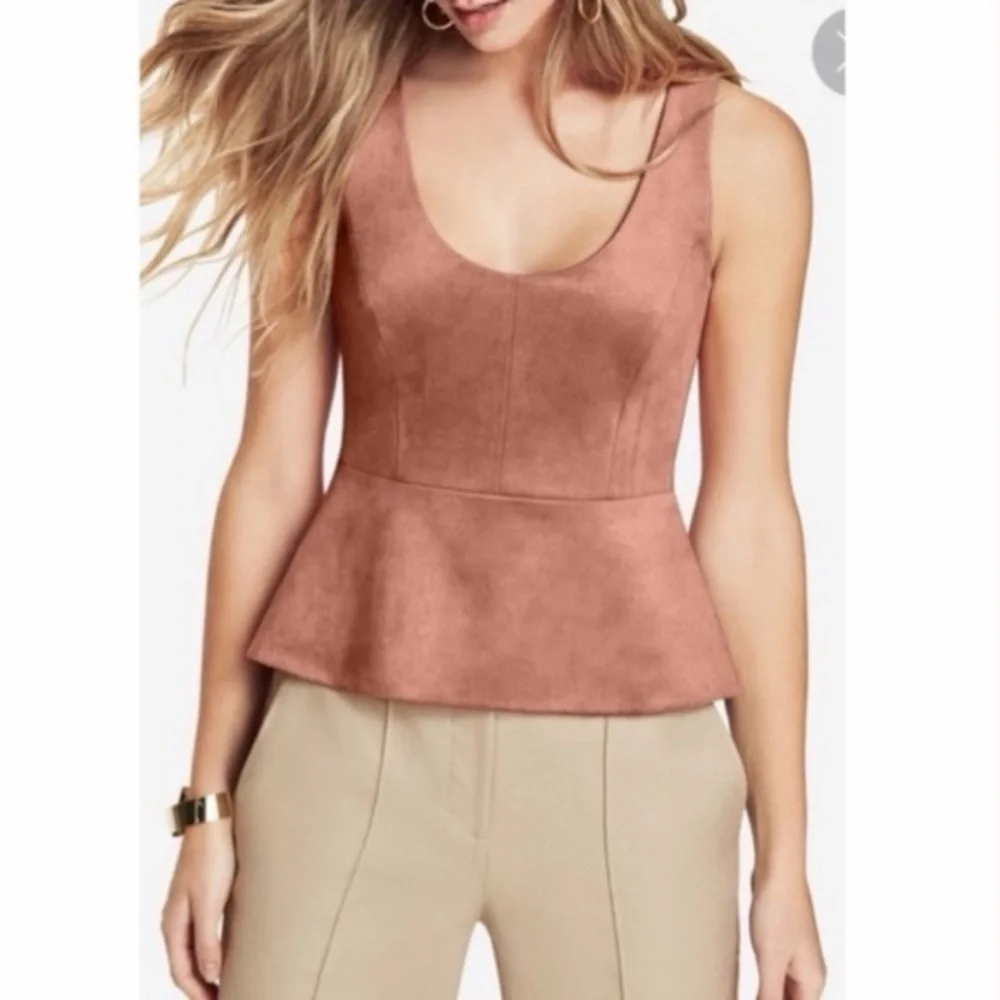 BCBGMaxAzria Dusty Rose Suede-Look Peplum Camisole XXS